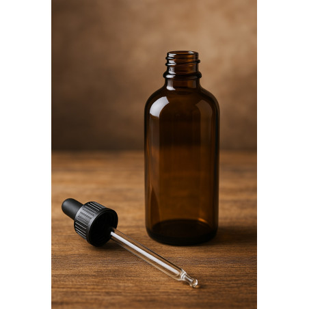 Flacon vide  de 100 mL en verre ambré avec pipette